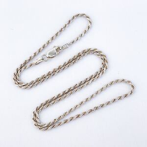 Vintage Italy Sterling Silver 925 1.7mm Rope Chain Necklace 17.75"